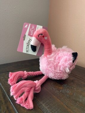 Petshoppe Flamingo Plush Rope Toy Dog Toy with Squeaker